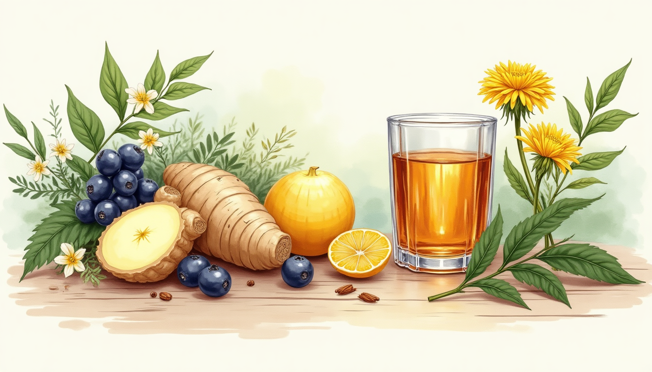 Botanical illustration of herbs for first trimester